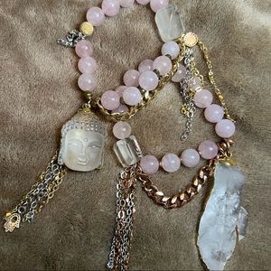 Pair of Buddha head and chunk crystal bracelets being sold together…